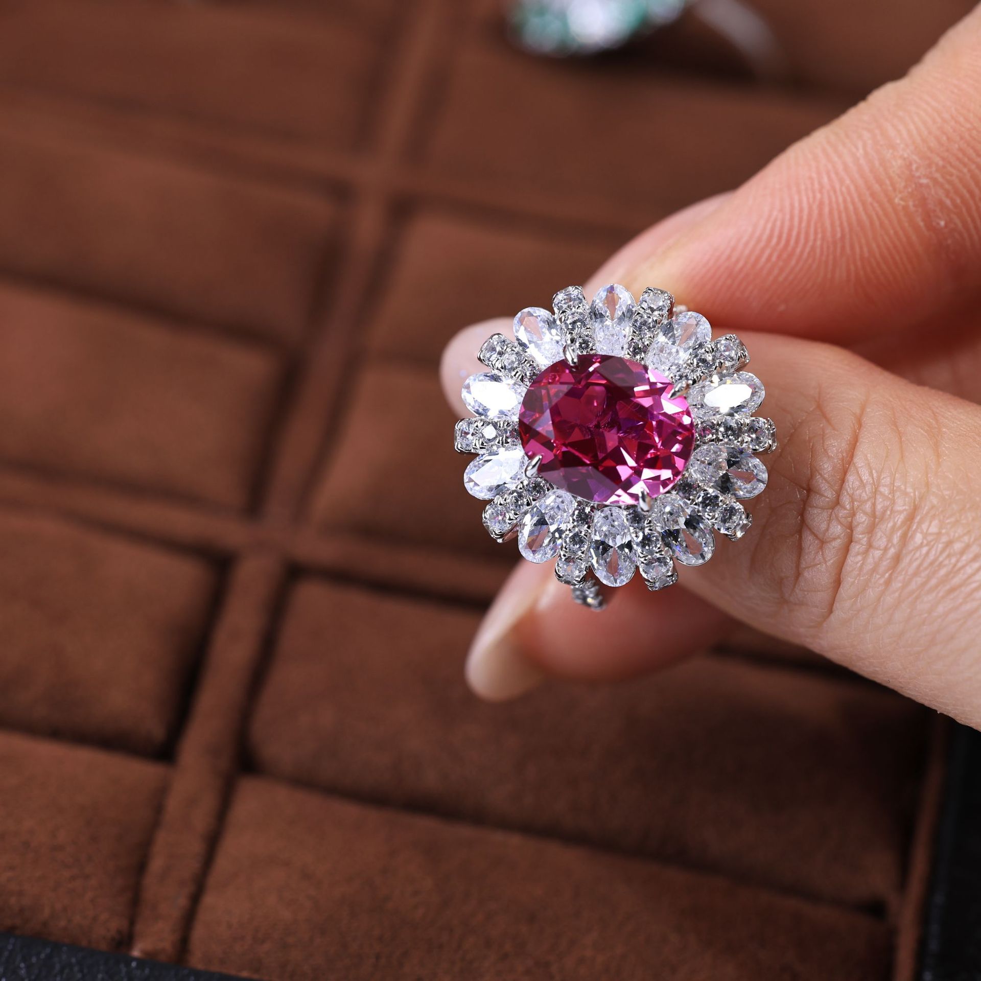 artificial sapphire ring with stone