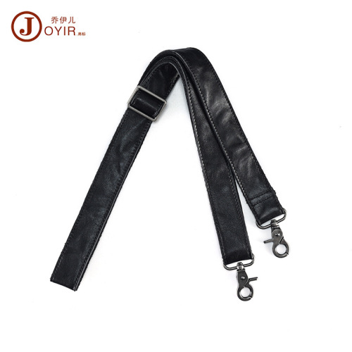Black genuine leather crossbody strap, shoulder strap, backpack strap, unidirectional shoulder bag, adjustable strap, bag accessory