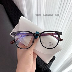 Blue Light Blocking Prescription Glasses Frame for Men and Women - Ultra Lightweight Transparent Large Frame, Neutral Sight, Bare Face Slimming, Retro Wood Grain Frame