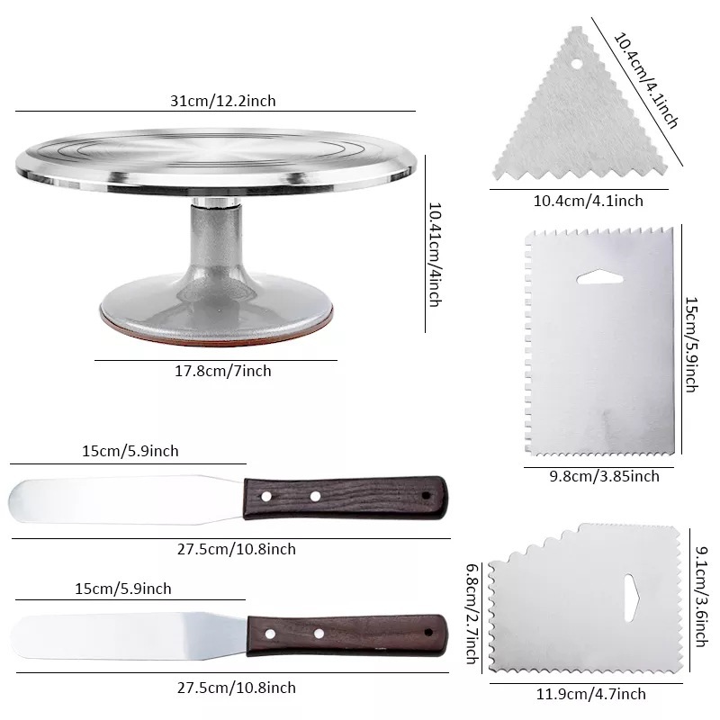 Torta mesa de decoración aleación Aluminio giratoria raspador con base giratoria hornear consola herramientas al por mayor image 7