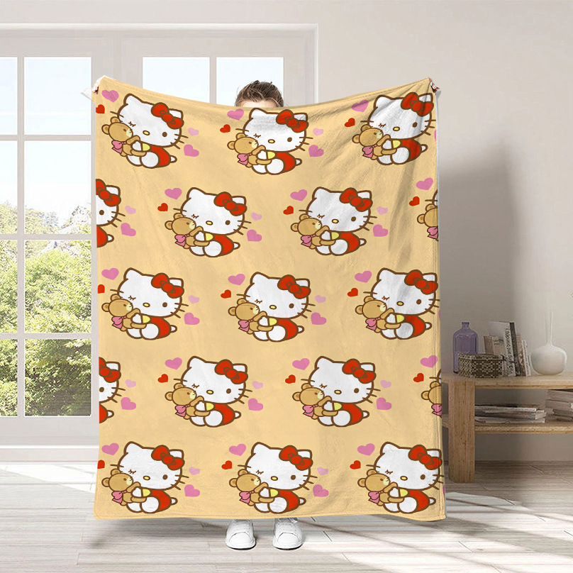 Monopolio transfronterizo de dibujos animados Sanrio mantas para niños lindas Hellokitty flange mantas de peluche cuatro estaciones mantas de peluche