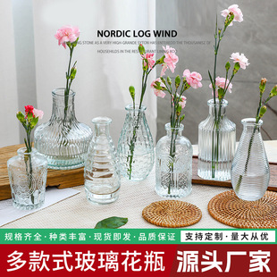 Creative relief vase French Mini vase hydroponic vase transparent retro decoration glass art vase