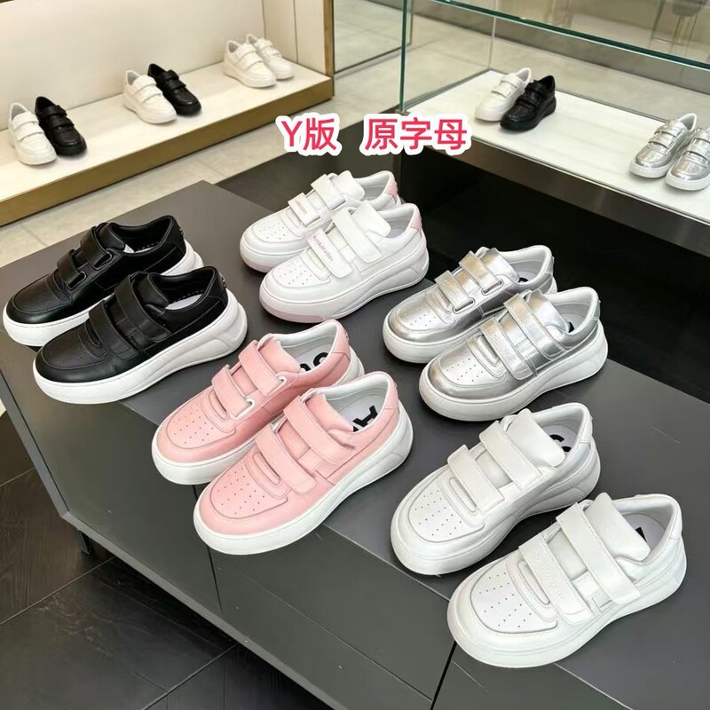 Niche Classic Smiley Face Sneakers for Women, Thick-Soled Height-Increasing White Shoes, Silver Breathable Genuine Leather Velcro Casual Sports Shoes Niche Classic Smiley Face Sneakers for Women, Thick-Soled Height-Increasing White Shoes, Silver Breathable Genuine Leather Velcro Casual Sports Shoes