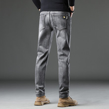 新塘牛仔裤男高端黑灰色百搭欧美风时尚轻奢潮感小直筒男士长裤子