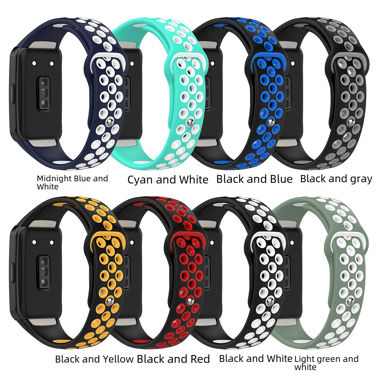適用華為手環6雙色硅膠錶帶honor band 6榮耀手環7/6 防水替換腕