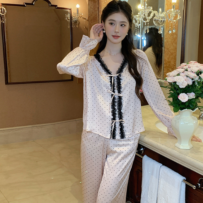 睡衣女长袖套装法式高级感舒适家居服2024年秋季新薄款可外穿|undefined