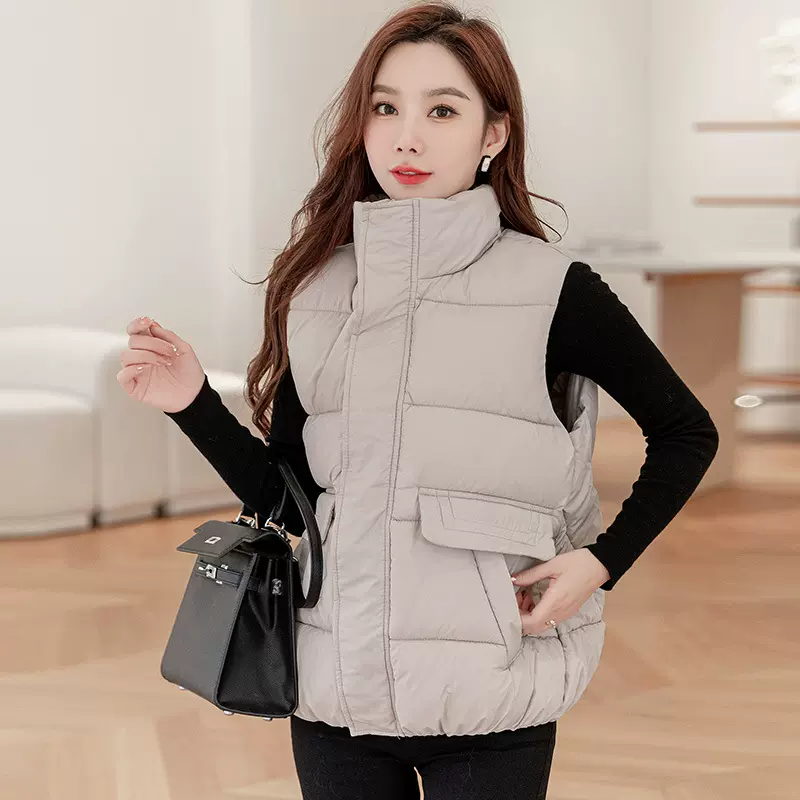 秋冬新款立领百搭羽绒棉马甲女加厚面包服潮外穿坎肩外套马夹背心