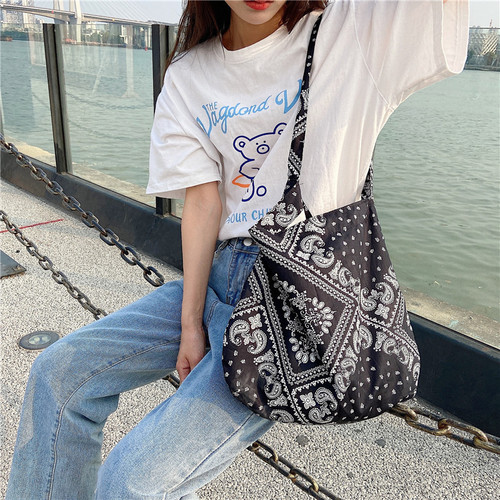13165 Light Retro Cashew Flower Crossbody Shoulder Bag Ethnic Style Casual Shopping Bag Fashion Canvas Bag Women Wholesale