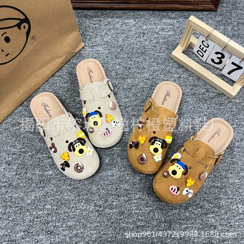 Милые туфли Baotou Birkenstock с героями мультфильмов для женщин, весна-лето 2025, новые нишевые ленивые уличные тапочки для женщин, модная верхняя одежда