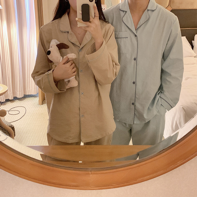 Product details picture_real shot#new product#men's comfortable loose striped early autumnPajama loungewear set