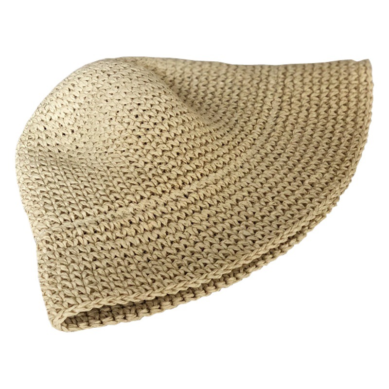 折り畳み可能な手織りバケツ漁師帽子女性韓国版夏麦わら帽子ビーチ帽子小清新日よけ帽子