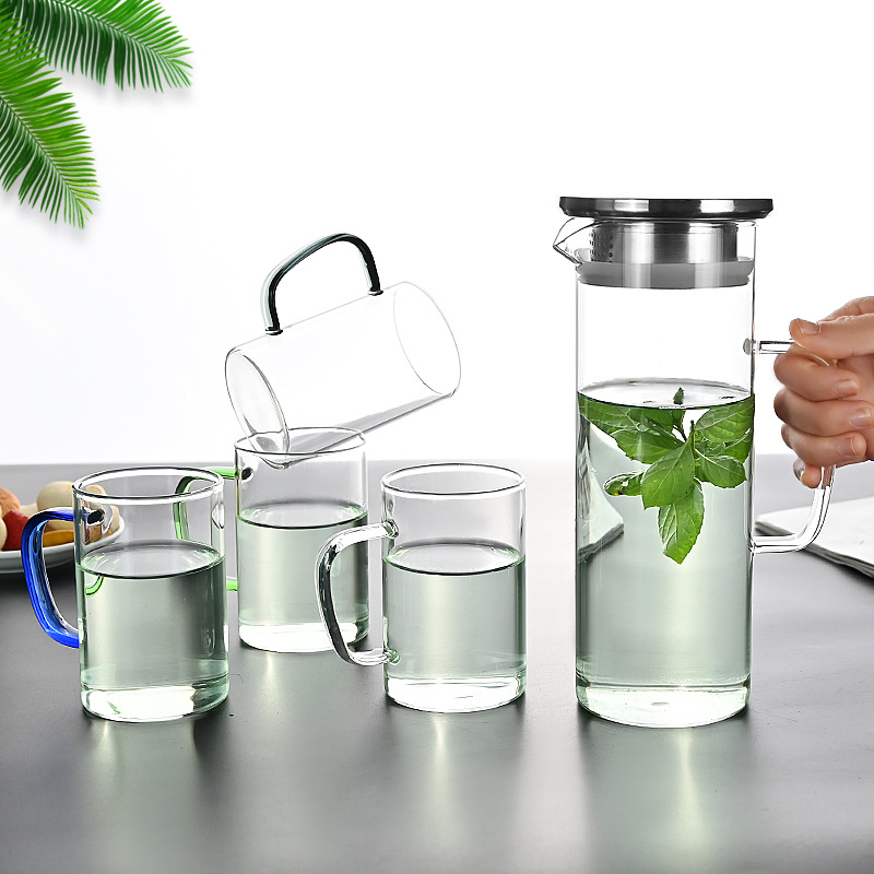 Customizado agua de la luna de cinco piezas de agua de vidrio doméstico hervidor de agua fría taza de agua de alta borosilicina hervidor de vidrio fijo