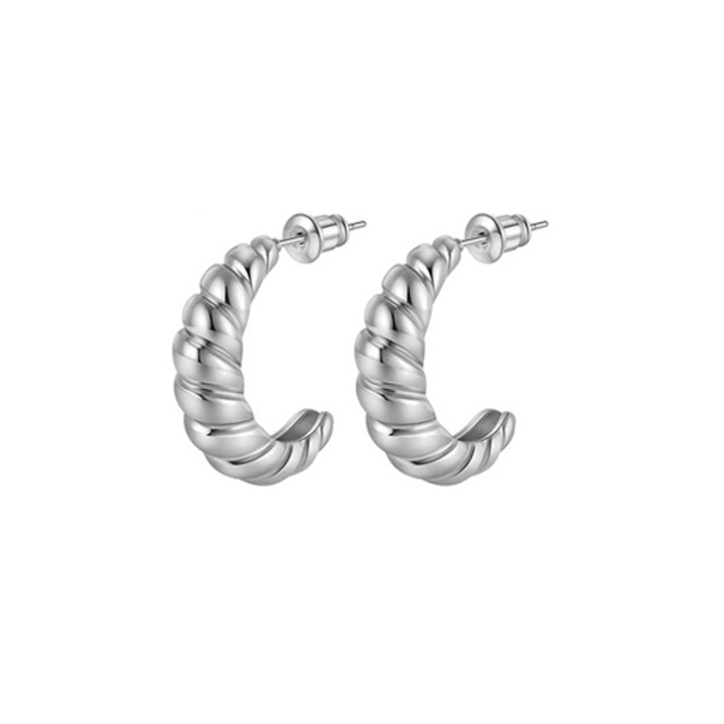 Pendientes de oro y plata de textura geométrica de las mujeres de 18K De La Venta caliente transfronteriza de cobre pendientes de luz gruesos grandes de moda de personalidad europea y americana