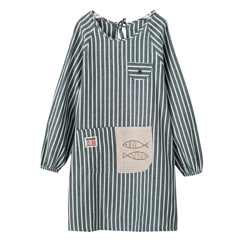 Delantal adulto delantal de manga larga de algodón femenino de cocina con mangas hogar impermeable a prueba de aceite de todo el cuerpo cocina doméstica vestidor inverso