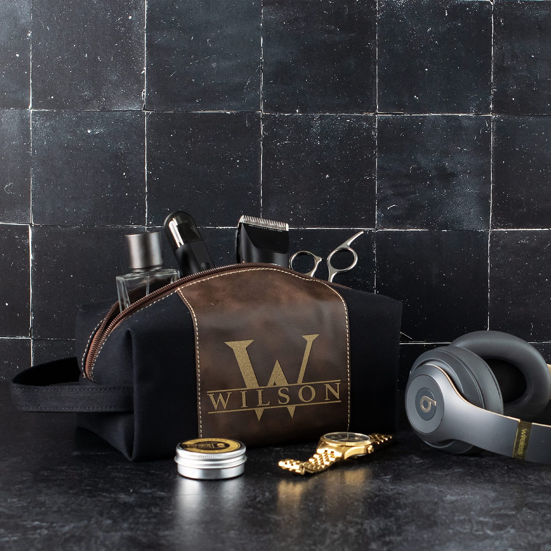 Bolsa de lavado transfronteriza para hombres nuevos bolsa de cosméticos portátil de gran capacidad bolsa de almacenamiento de cuero PU impermeable de lona vintage