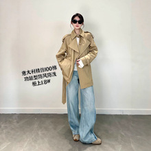 精仿100棉 单排扣翻领英伦风中长款风衣外套女2025秋新款G101315