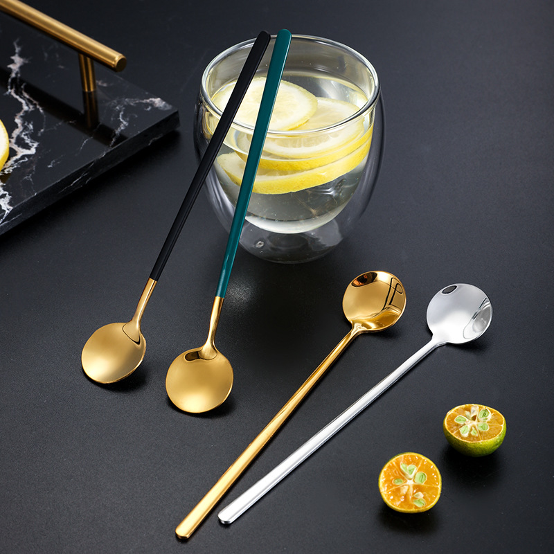 304 cuchara de café dorada de acero inoxidable cuchara redonda pequeña cuchara coreana mano regalo cuchara mezcladora taza de miel cuchara de vidrio