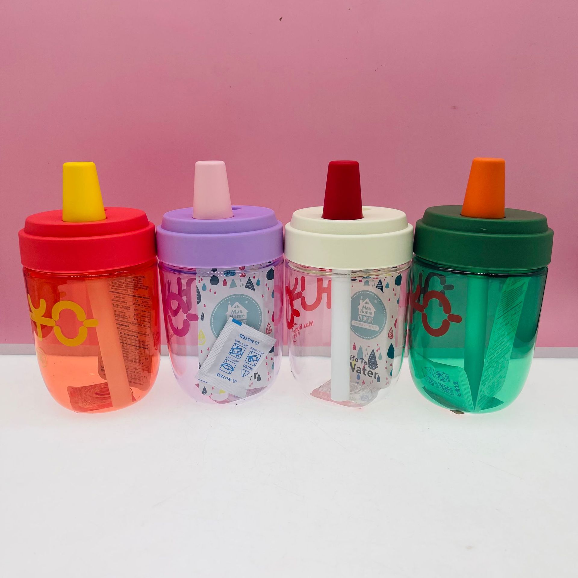 Leche taza de té carta Cola taza de agua al aire libre rebote cubierta taza de agua 450mL taza de paja portátil estudiante taza de plástico