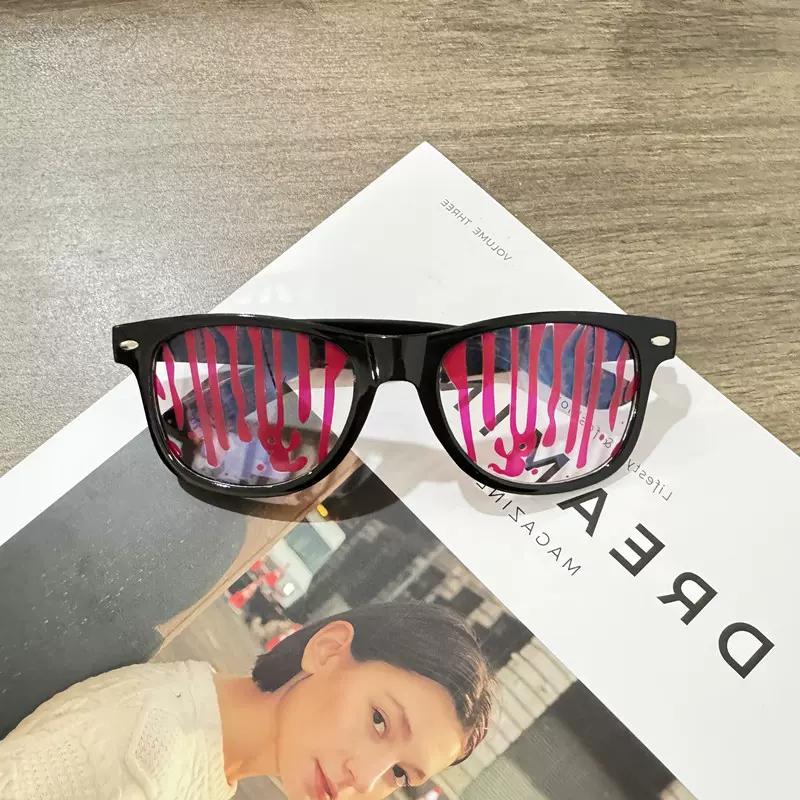 新款大框时尚潮流万圣节派对眼镜 惊悚个性血迹米钉搞怪装饰眼镜