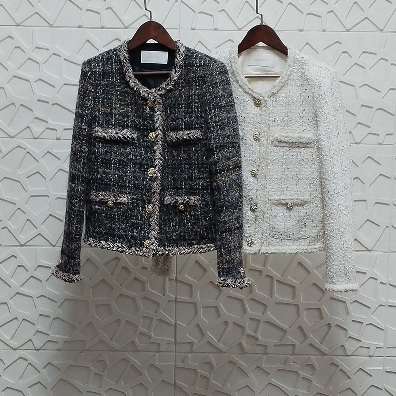 2025 New Style Socialite Woven Tweed down Jacket Autumn and Winter New Fashion Short Tweed Elegant Top