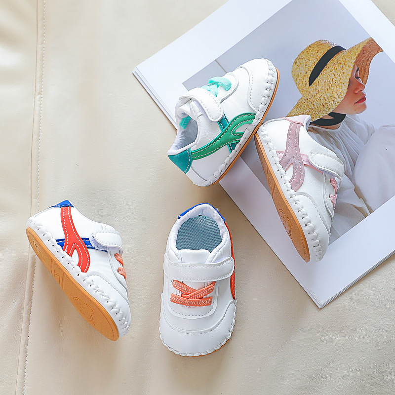 Primavera y otoño hombres y mujeres bebé suela de goma suave 0-1 años zapatos casuales bebé hombre antes del paso zapatos rayas antideslizantes transpirables suela suave