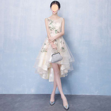 宴会晚礼服2019新款优雅旗袍前短后长款小礼服女中式伴娘服网红款