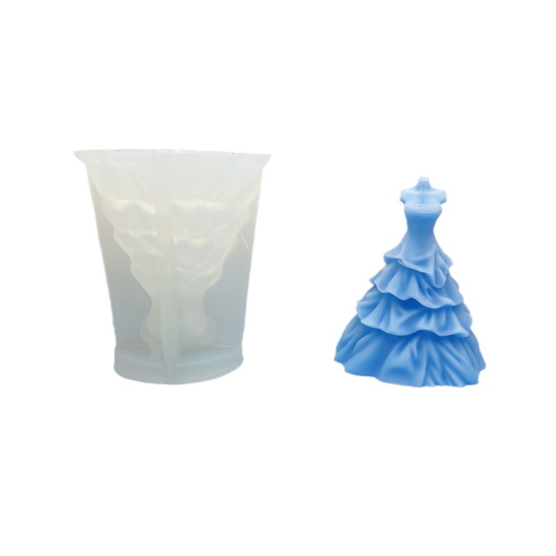 Una variedad de moldes de falda de novia tridimensional 3D, vestido de novia de bricolaje, falda larga, vela de aromaterapia, molde de silicona de yeso epoxi