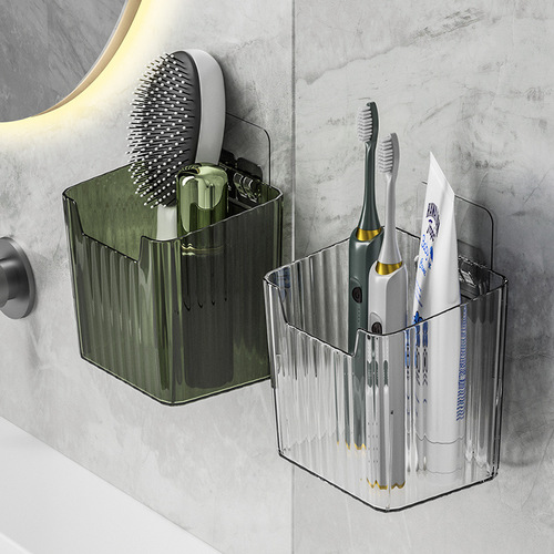 Bathroom toothbrush toothpaste comb storage rack no punching wall hanging bathroom hand washing sink toilet cabinet storage tube