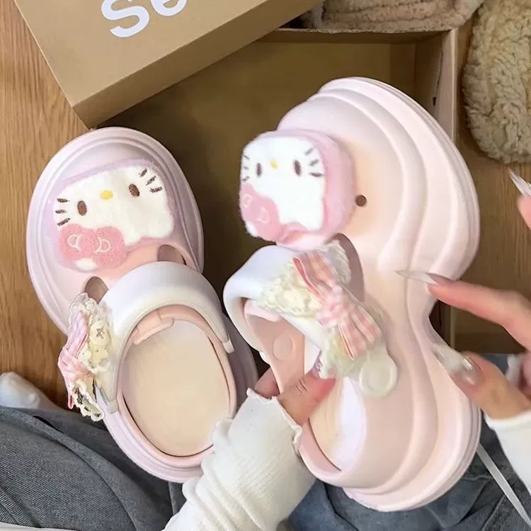 Симпатичные туфли с толстой подошвной дырочкой женская внешняя одежда 2025 новый пляж противоскользящие стукашки фекалии Баотоу холодные тапочки женские летние