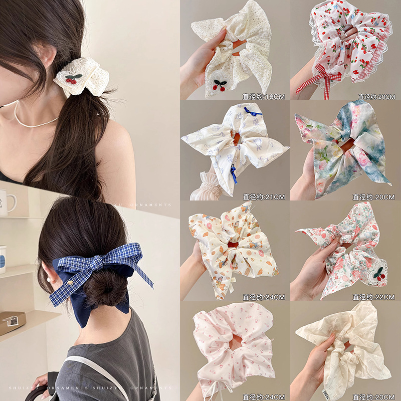 Temperamento bufanda cuadrada intestino lazo para el cabello femenino 2025 nuevo estilo súper grande cola de caballo cabeza cuerda viento perezoso banda de goma cuerda para el cabello tocado