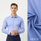 Màu tím xanh và trắng ca rô nhỏ dài tay nam cổ vuông (09)