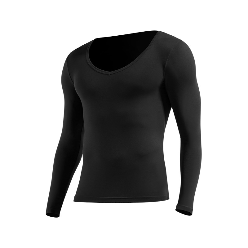 Herren Thermounterhemd mit tiefem Ausschnitt und weitem V-Ausschnitt, dünner Baumwollpullover, 80er-Packung, nahtlose Thermounterwäsche_voghion.com