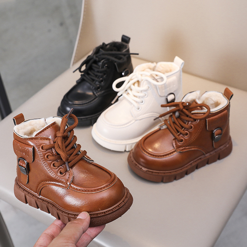 男童小黄靴女童靴子马丁靴2025冬季新款儿童雪地靴加绒保暖大棉靴