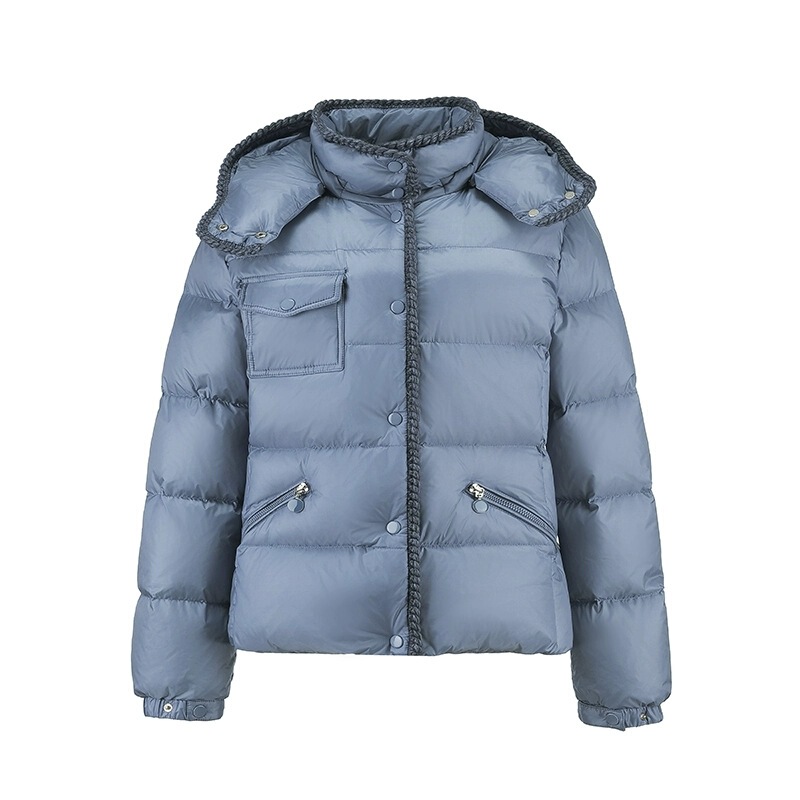 M Brand Mengjia Hooded Waist-Slimming Knitted Trim 2025 New Women's Small Waist down Jacket Coat