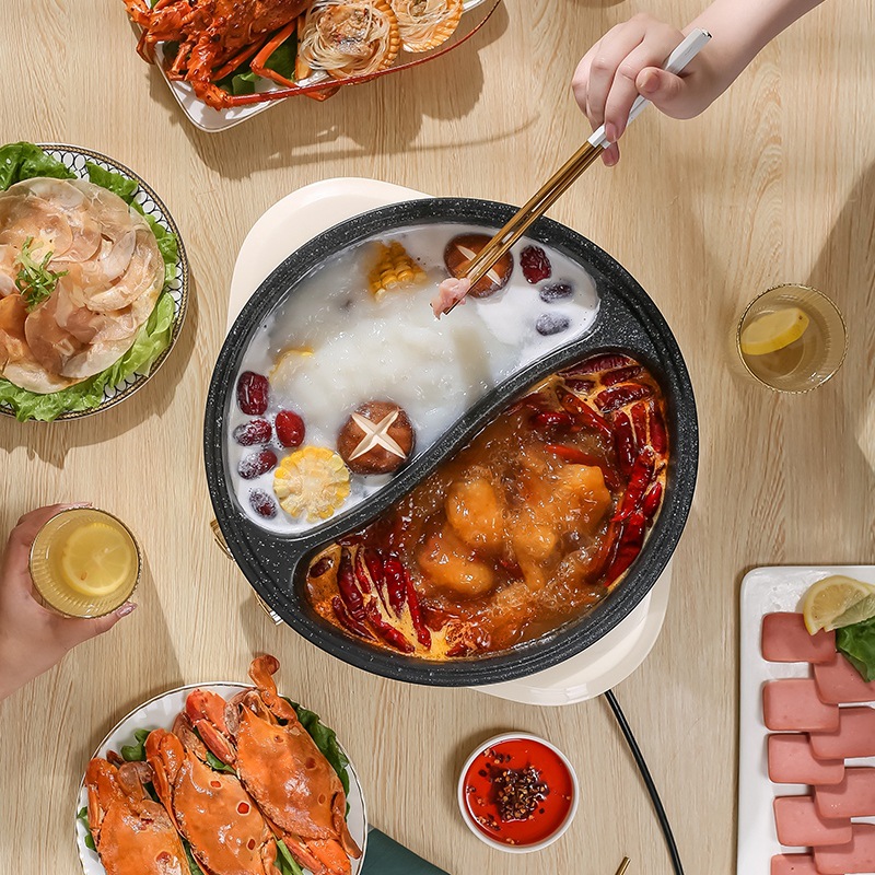 鸳鸯锅电火火锅锅家用一体电炒锅炒菜电热电锅电煮锅送礼品电火锅