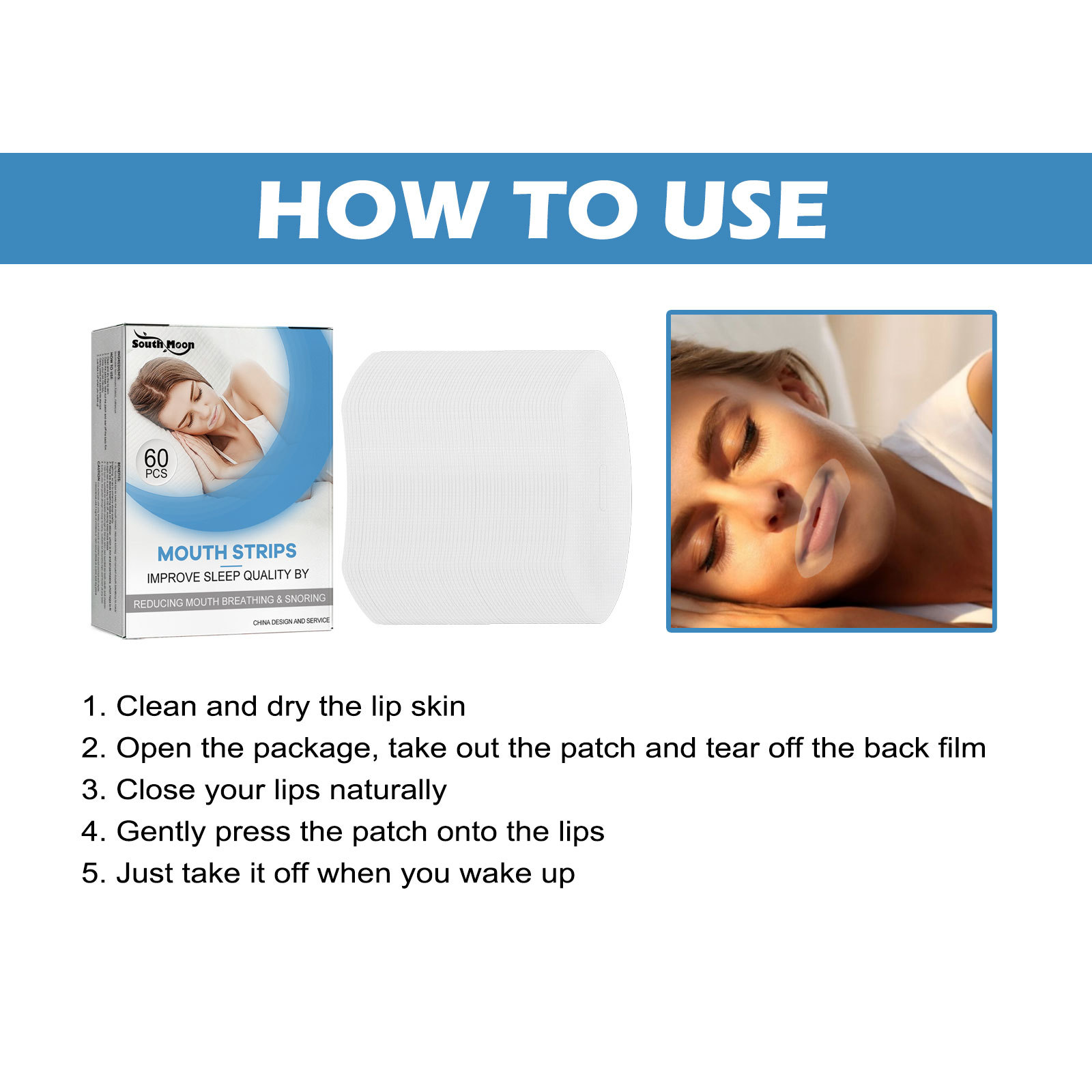 South Moon Anti-Snoring Sleep Patch Open mouth breathing and closed mouth anti-snoring anti-snoring sleep patch_voghion.com