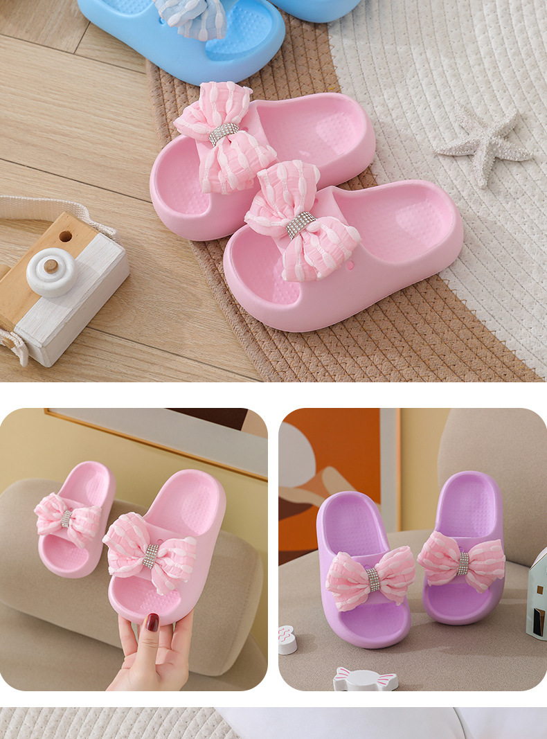 Kinder Damen Sommer süße Schleife Instagram rutschfeste dicke Sohle Indoor Outdoor Wear atmungsaktiv und bequem Koreanisch_voghion.com