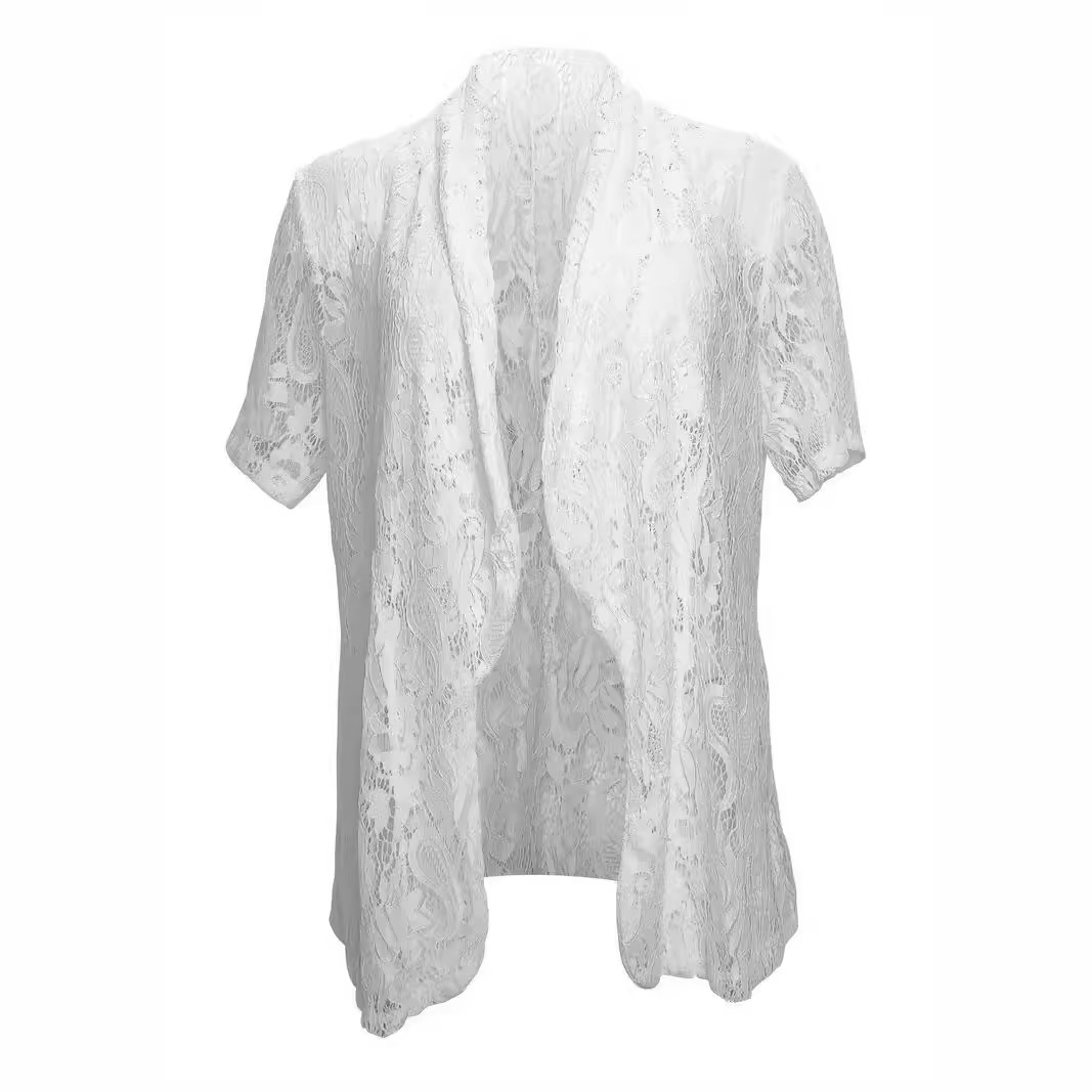 Abbigliamento donna primavera e autunno nuovo cardigan in pizzo giacca a maniche corte_voghion.com