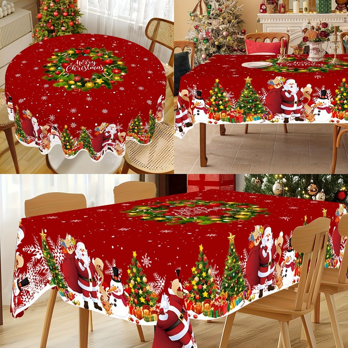 Amazon al por mayor transfronterizo explosión de Navidad muñeco de nieve impresión impermeable decoración antiincrustación atmósfera festiva toal de mesa