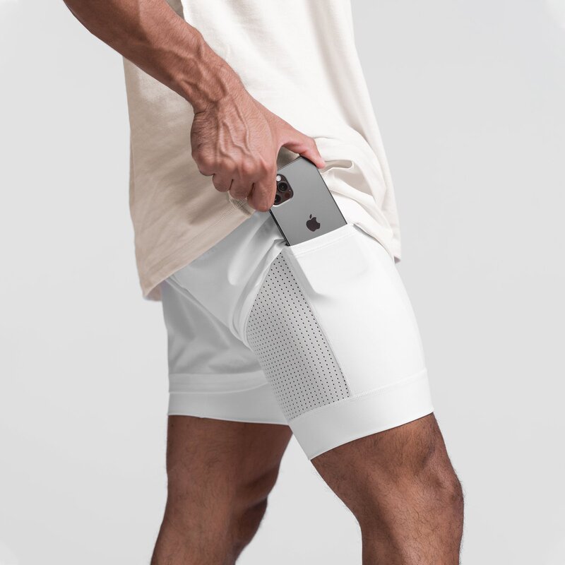 European and American Summer Trendy Muscle Sports Shorts Outdoor Running Squat Breathable Double-layer Quick-drying Shorts Men's Cross-Border