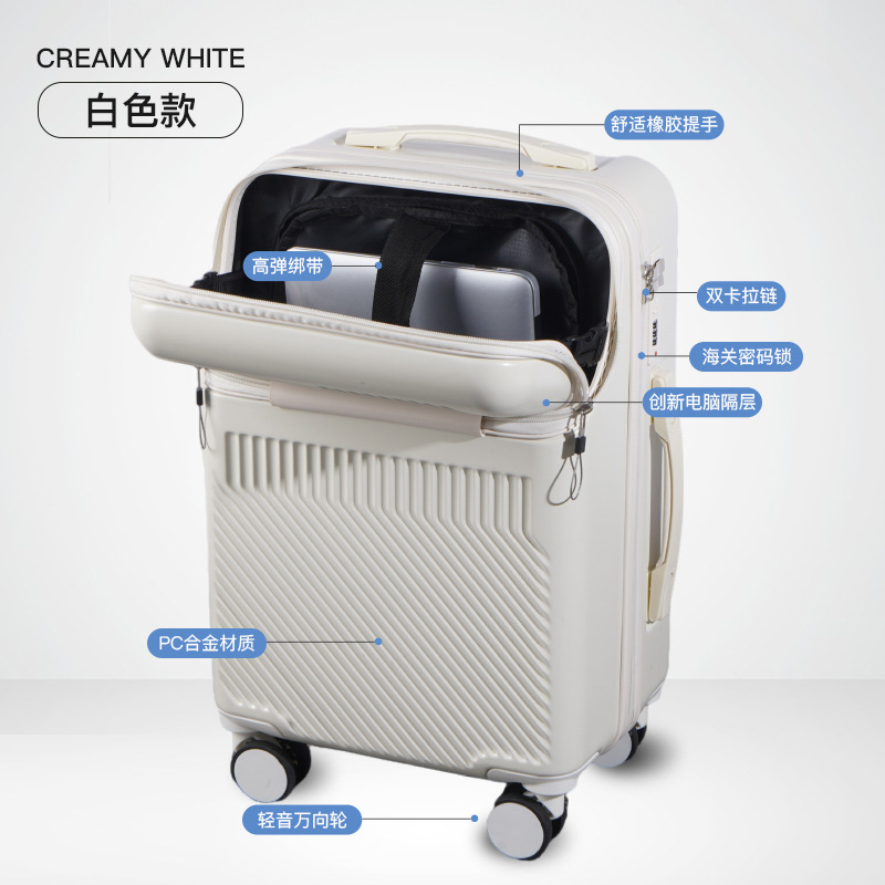 Importado multi-funcional equipaje nueva apertura frontal trolley caso trasero portavasos maleta negocio embarque caso hombres y mujeres