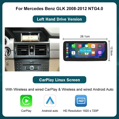 RoadTop Wireless CarPlay Screen For Mercedes-Benz GLK 2008-2012 NTG4.0 Display (Car display) - 1025inch-glk-2008-2012-ntg40-left-peptide