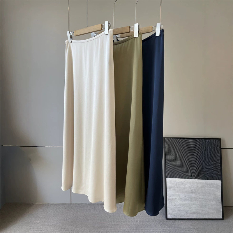 Out of Japan!~Luxurious and Expensive!~Mitsubishi Custom-Woven Triacetate Double Satin Draped Slimming Acetate High-Waisted Skirt Out of Japan!~Luxurious and Expensive!~Mitsubishi Custom-Woven Triacetate Double Satin Draped Slimming Acetate High-Waisted Skirt