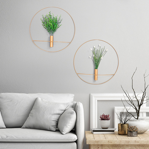 Ins Nordic Light Luxury Iron Wall Decor for Home Living Room Wall Hanging Flower Pot Wall Decoration