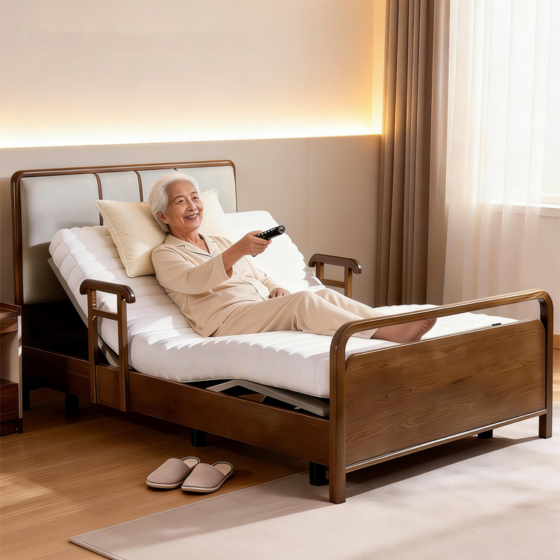 Electric Nursing Bed, Multi-Functional, Adjustable, with Guardrails, Electric Bed for the Elderly, Automatic Adjustable Bed