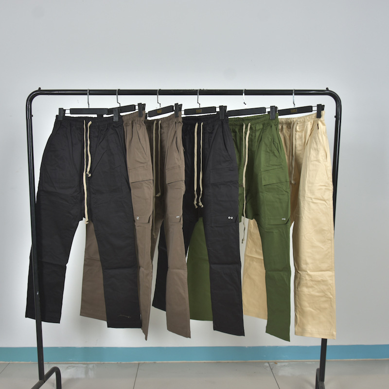 Ro Autumn and Winter Casual Pants Loose Slimming Cargo Pants Elastic Waist Cargo Sweatpants Men's Rickowens Replica