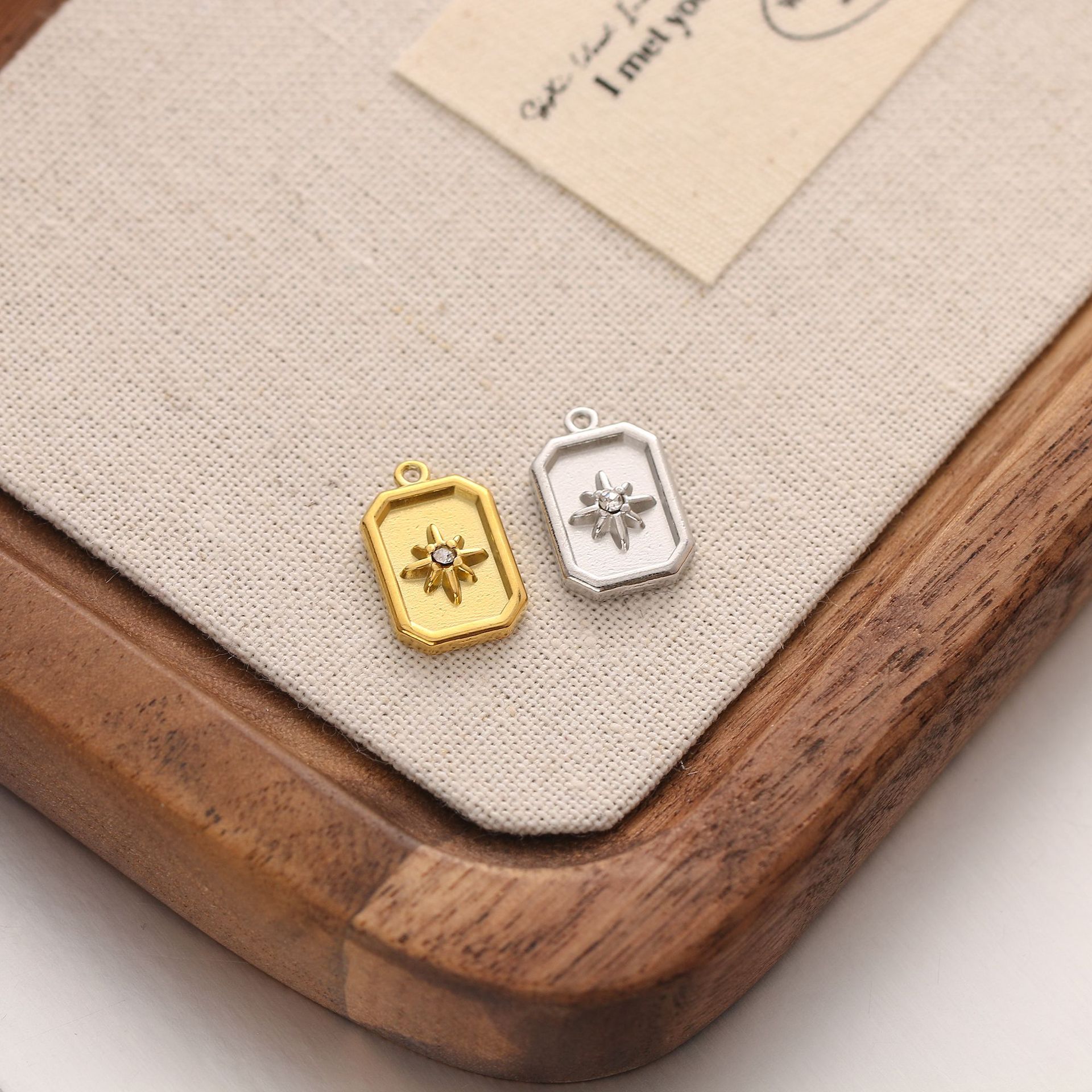 304 Stainless Steel Material 3 Pieces 304 Stainless Steel Square Pendant DIY Jewelry Accessories
