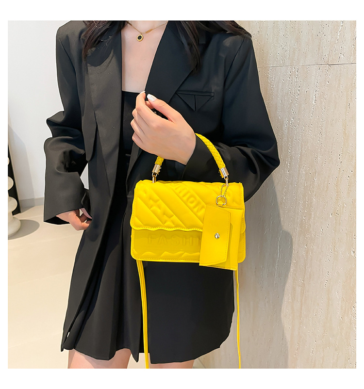 Ladies' candy-colored stylish handbag, 2024 autumn new ins single-shoulder crossbody bag, stylish embossed small square bag undefined