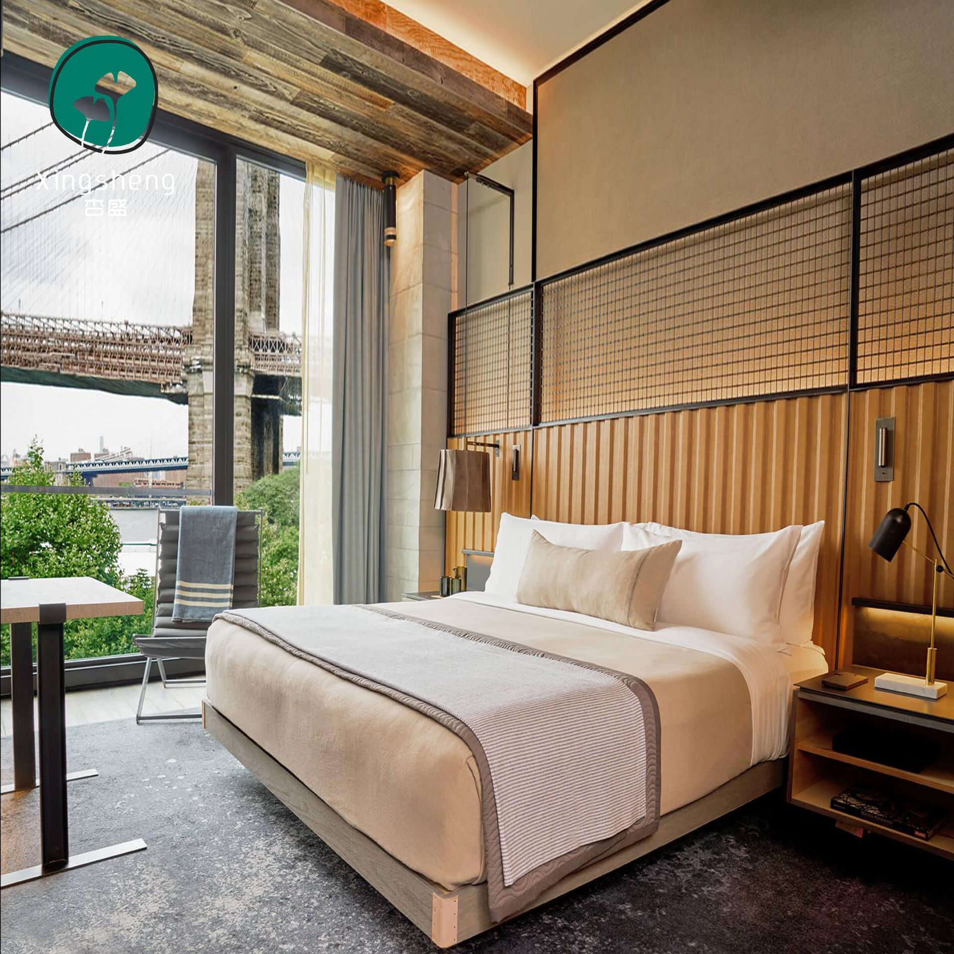 Express Hotel Hotel Apartment Room Full Set Furniture Standard Room Bed Frame Combination TV Table Standard Room Full Set