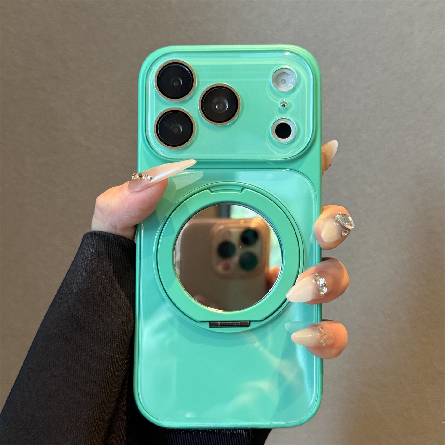 Funda Magnética de Vidrio para iPhone 17 Pro Max con Soporte Giratorio de Espejo, Antigolpes